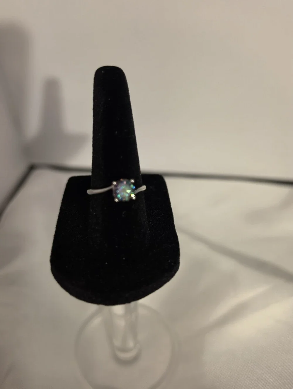 925 Silver .75 CTW Moissanite Iridescent Size 7 Ring